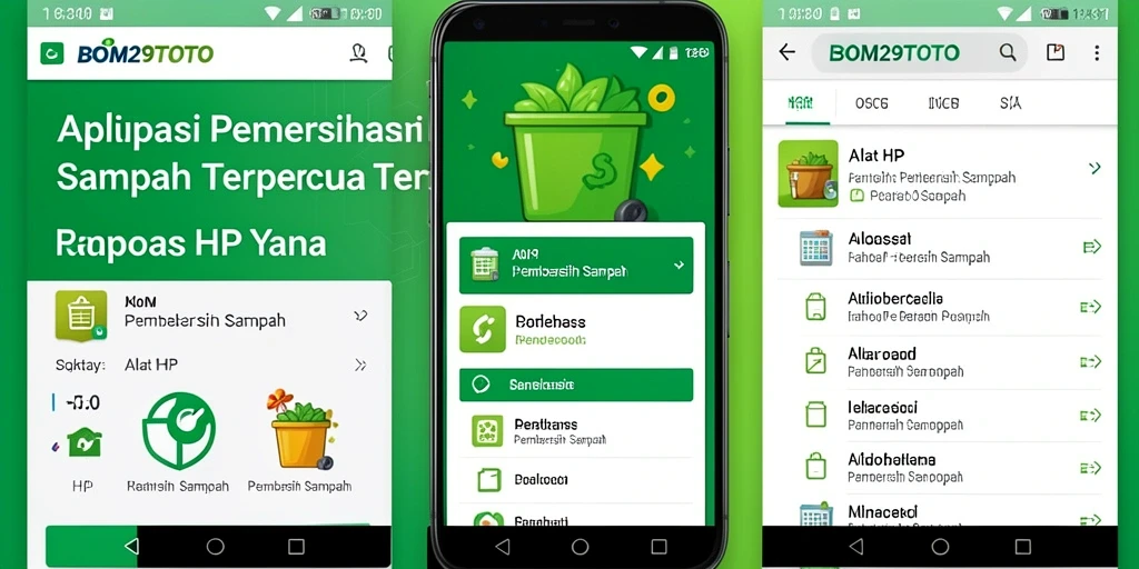 Tampilan antarmuka aplikasi Pembersih Sampah BOM29TOTO yang sederhana dan efektif.