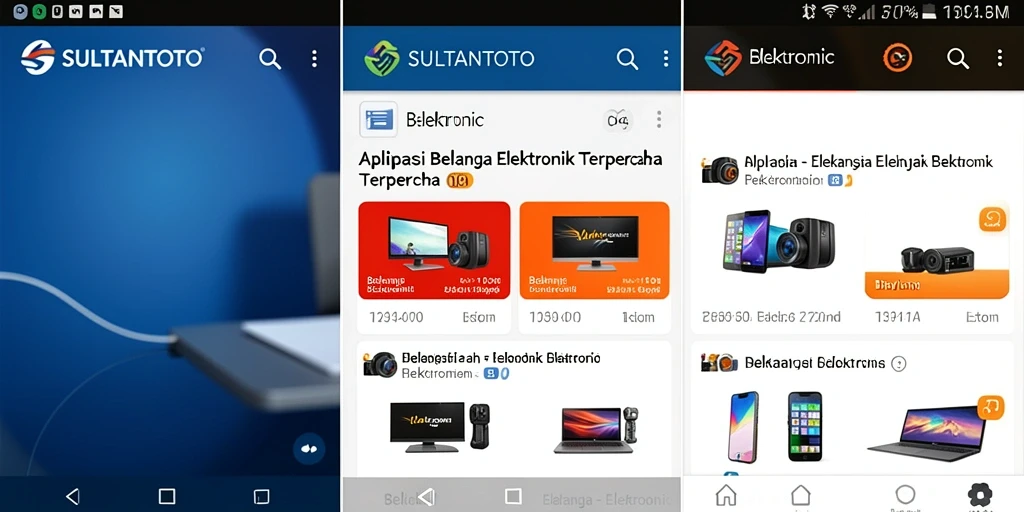 Screenshot antarmuka aplikasi SULTANTOTO yang menampilkan variasi produk elektronik.